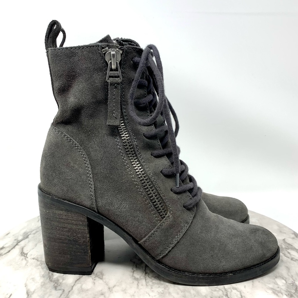 Dolce Vita Lela Lace Up Suede Combat Boots 8.5 Moto Bohemian Edgy Chunky Classic - Picture 2 of 16